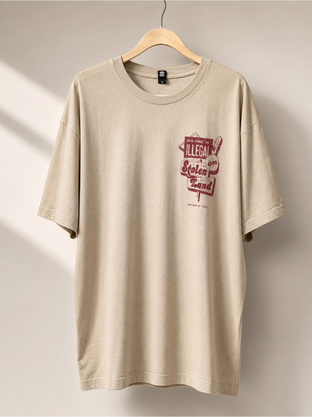 Men's Beige Graphic Short Sleeve Crewneck Tee